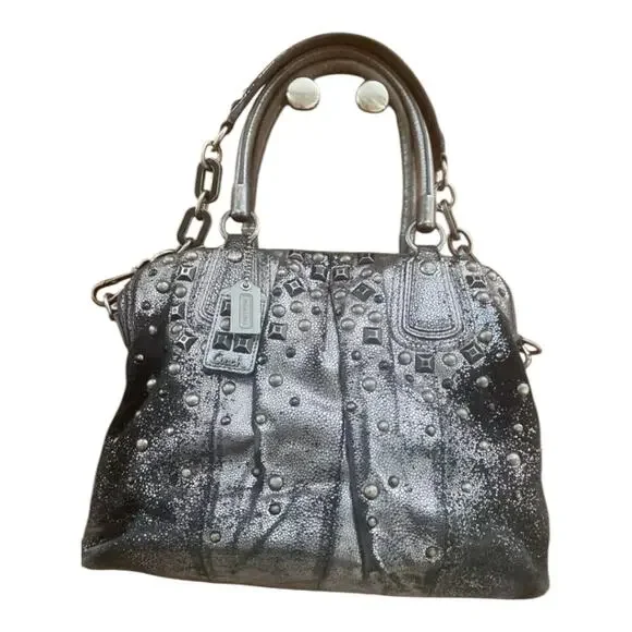 COACH‎ Limited ED KRISTIN GRAY METALLIC SILVER GUNMETAL NUBUCK SUEDE BAG Purse